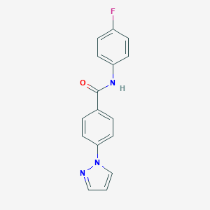 molecular formula C16H12FN3O B278949 N-(4-fluorophenyl)-4-(1H-pyrazol-1-yl)benzamide 