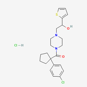 (1-(4-Chlorophenyl)cyclopentyl)(4-(2-hydroxy-2-(thiophen-2-yl)ethyl)piperazin-1-yl)methanone hydrochloride