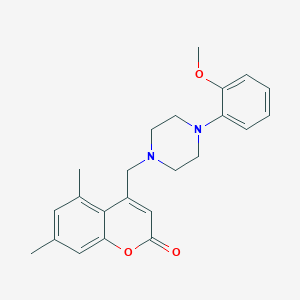 molecular formula C23H26N2O3 B2789554 4-[[4-(2-Methoxyphenyl)piperazin-1-yl]methyl]-5,7-dimethylchromen-2-one CAS No. 902320-32-5