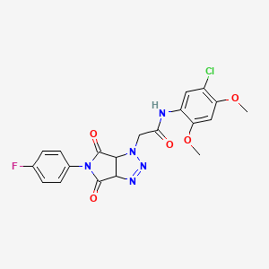 molecular formula C20H17ClFN5O5 B2789565 N-(5-chloro-2,4-dimethoxyphenyl)-2-[5-(4-fluorophenyl)-4,6-dioxo-1H,3aH,4H,5H,6H,6aH-pyrrolo[3,4-d][1,2,3]triazol-1-yl]acetamide CAS No. 1052603-27-6