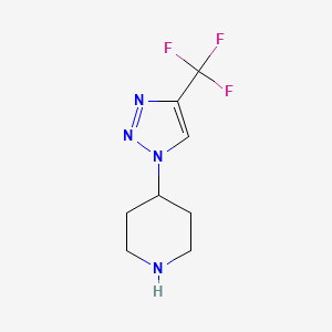 molecular formula C8H11F3N4 B2789566 4-[4-(Trifluoromethyl)triazol-1-yl]piperidine CAS No. 2309459-40-1