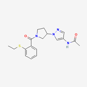 molecular formula C18H22N4O2S B2789577 N-(1-{1-[2-(ethylsulfanyl)benzoyl]pyrrolidin-3-yl}-1H-pyrazol-4-yl)acetamide CAS No. 2415632-24-3