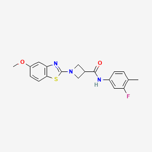 molecular formula C19H18FN3O2S B2789578 N-(3-fluoro-4-methylphenyl)-1-(5-methoxy-1,3-benzothiazol-2-yl)azetidine-3-carboxamide CAS No. 1396627-49-8