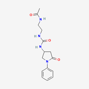 molecular formula C15H20N4O3 B2789579 N-(2-(3-(5-oxo-1-phenylpyrrolidin-3-yl)ureido)ethyl)acetamide CAS No. 894010-76-5