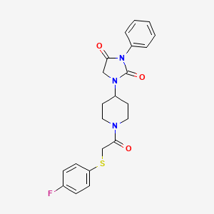 1-(1-(2-((4-Fluorophenyl)thio)acetyl)piperidin-4-yl)-3-phenylimidazolidine-2,4-dione