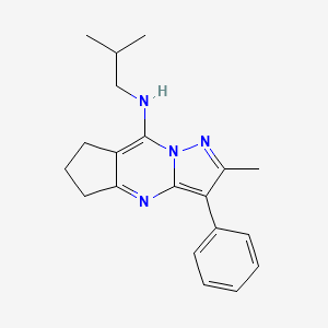 molecular formula C20H24N4 B2789585 N-isobutyl-2-methyl-3-phenyl-6,7-dihydro-5H-cyclopenta[d]pyrazolo[1,5-a]pyrimidin-8-amine CAS No. 896851-82-4