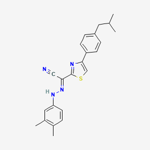 (2E)-N-(3,4-dimethylanilino)-4-[4-(2-methylpropyl)phenyl]-1,3-thiazole-2-carboximidoyl cyanide