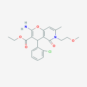 molecular formula C21H23ClN2O5 B2789613 ethyl 2-amino-4-(2-chlorophenyl)-6-(2-methoxyethyl)-7-methyl-5-oxo-4H,5H,6H-pyrano[3,2-c]pyridine-3-carboxylate CAS No. 883487-13-6