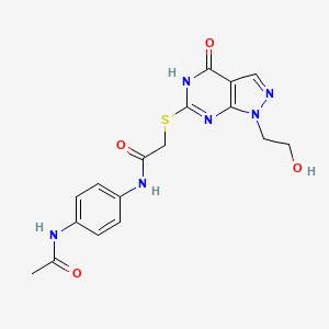 B2789621 N-(4-acetamidophenyl)-2-((1-(2-hydroxyethyl)-4-oxo-4,5-dihydro-1H-pyrazolo[3,4-d]pyrimidin-6-yl)thio)acetamide CAS No. 946379-54-0