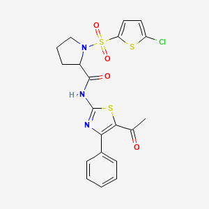 molecular formula C20H18ClN3O4S3 B2789630 N-(5-acetyl-4-phenylthiazol-2-yl)-1-((5-chlorothiophen-2-yl)sulfonyl)pyrrolidine-2-carboxamide CAS No. 1098644-46-2