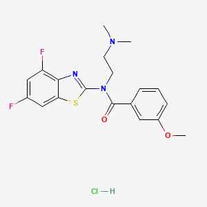 molecular formula C19H20ClF2N3O2S B2789649 N-(4,6-DIFLUORO-1,3-BENZOTHIAZOL-2-YL)-N-[2-(DIMETHYLAMINO)ETHYL]-3-METHOXYBENZAMIDE HYDROCHLORIDE CAS No. 1216678-74-8