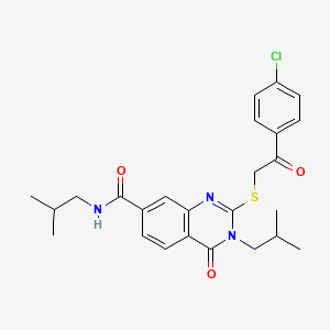 2-((2-(4-chlorophenyl)-2-oxoethyl)thio)-N,3-diisobutyl-4-oxo-3,4-dihydroquinazoline-7-carboxamide