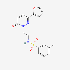 molecular formula C18H19N3O4S B2789678 N-(2-(3-(furan-2-yl)-6-oxopyridazin-1(6H)-yl)ethyl)-3,5-dimethylbenzenesulfonamide CAS No. 946340-55-2
