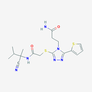 3-[3-[2-[(2-Cyano-3-methylbutan-2-yl)amino]-2-oxoethyl]sulfanyl-5-thiophen-2-yl-1,2,4-triazol-4-yl]propanamide
