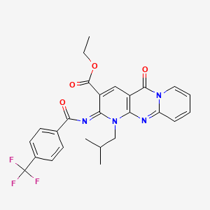 molecular formula C26H23F3N4O4 B2789702 ethyl 7-(2-methylpropyl)-2-oxo-6-[4-(trifluoromethyl)benzoyl]imino-1,7,9-triazatricyclo[8.4.0.03,8]tetradeca-3(8),4,9,11,13-pentaene-5-carboxylate CAS No. 685859-92-1