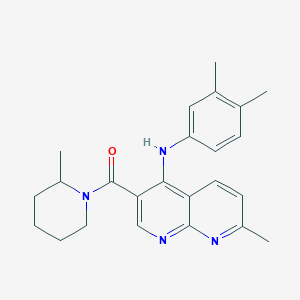 molecular formula C24H28N4O B2789723 N-(3,4-dimethylphenyl)-7-methyl-3-(2-methylpiperidine-1-carbonyl)-1,8-naphthyridin-4-amine CAS No. 1251674-02-8