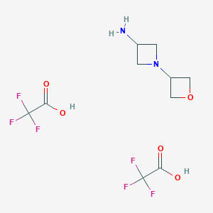 molecular formula C10H14F6N2O5 B2789760 1-(Oxetan-3-yl)azetidin-3-amine bis(2,2,2-trifluoroacetate) CAS No. 2375273-82-6