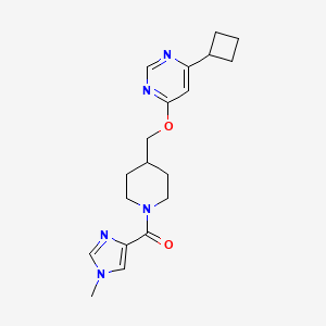 molecular formula C19H25N5O2 B2789762 4-cyclobutyl-6-{[1-(1-methyl-1H-imidazole-4-carbonyl)piperidin-4-yl]methoxy}pyrimidine CAS No. 2379949-67-2