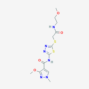 3-methoxy-N-(5-((2-((2-methoxyethyl)amino)-2-oxoethyl)thio)-1,3,4-thiadiazol-2-yl)-1-methyl-1H-pyrazole-4-carboxamide
