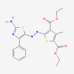 (Z)-diethyl 5-(2-(2-imino-4-phenylthiazol-5(2H)-ylidene)hydrazinyl)-3-methylthiophene-2,4-dicarboxylate