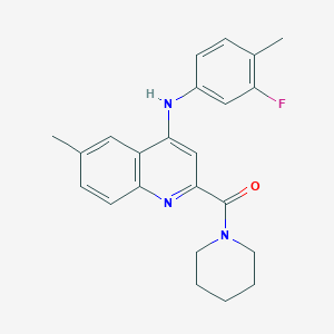 molecular formula C23H24FN3O B2789825 N-(3-fluoro-4-methylphenyl)-6-methyl-2-(piperidine-1-carbonyl)quinolin-4-amine CAS No. 1226437-33-7