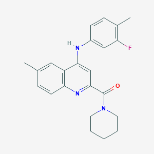 (4-((3-Fluoro-4-methylphenyl)amino)-6-methylquinolin-2-yl)(piperidin-1-yl)methanone