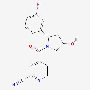 4-[2-(3-Fluorophenyl)-4-hydroxypyrrolidine-1-carbonyl]pyridine-2-carbonitrile