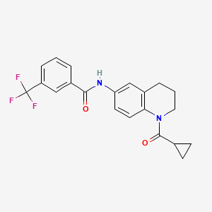 molecular formula C21H19F3N2O2 B2789884 N-(1-cyclopropanecarbonyl-1,2,3,4-tetrahydroquinolin-6-yl)-3-(trifluoromethyl)benzamide CAS No. 946367-23-3