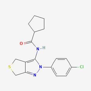 molecular formula C17H18ClN3OS B2789888 N-[2-(4-chlorophenyl)-2H,4H,6H-thieno[3,4-c]pyrazol-3-yl]cyclopentanecarboxamide CAS No. 450341-21-6