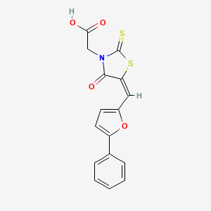 molecular formula C16H11NO4S2 B2789908 [4-Oxo-5-(5-phenyl-furan-2-ylmethylene)-2-thioxo-thiazolidin-3-yl]-acetic acid CAS No. 294657-85-5