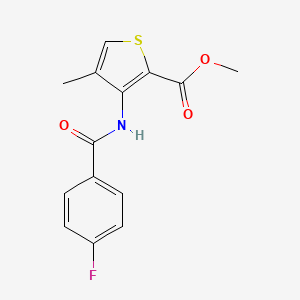 molecular formula C14H12FNO3S B2789922 methyl 3-(4-fluorobenzamido)-4-methylthiophene-2-carboxylate CAS No. 677706-82-0