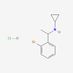 molecular formula C11H15BrClN B2789926 N-[1-(2-Bromophenyl)ethyl]cyclopropanamine hydrochloride CAS No. 2367002-83-1