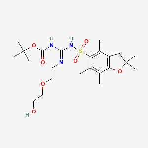 molecular formula C23H37N3O7S B2789931 tert-butyl N-[N'-[2-(2-hydroxyethoxy)ethyl]-N-[(2,2,4,6,7-pentamethyl-3H-1-benzofuran-5-yl)sulfonyl]carbamimidoyl]carbamate CAS No. 1263049-12-2
