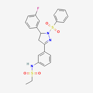 N-(3-(5-(3-fluorophenyl)-1-(phenylsulfonyl)-4,5-dihydro-1H-pyrazol-3-yl)phenyl)ethanesulfonamide