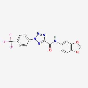molecular formula C16H10F3N5O3 B2789973 N-(benzo[d][1,3]dioxol-5-yl)-2-(4-(trifluoromethyl)phenyl)-2H-tetrazole-5-carboxamide CAS No. 1396851-65-2