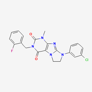 B2789979 6-(3-Chlorophenyl)-2-[(2-fluorophenyl)methyl]-4-methyl-7,8-dihydropurino[7,8-a]imidazole-1,3-dione CAS No. 893980-00-2