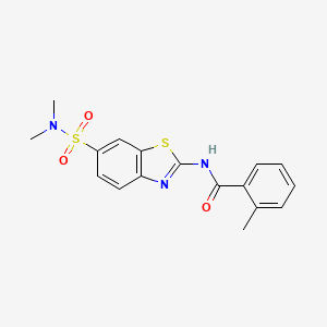 molecular formula C17H17N3O3S2 B2789999 N-[6-(dimethylsulfamoyl)-1,3-benzothiazol-2-yl]-2-methylbenzamide CAS No. 923113-46-6