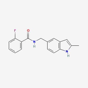 molecular formula C17H15FN2O B2790019 2-fluoro-N-((2-methyl-1H-indol-5-yl)methyl)benzamide CAS No. 852136-37-9