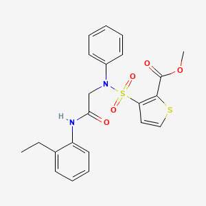 molecular formula C22H22N2O5S2 B2790034 methyl 3-({[(2-ethylphenyl)carbamoyl]methyl}(phenyl)sulfamoyl)thiophene-2-carboxylate CAS No. 895264-42-3