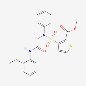 molecular formula C22H22N2O5S2 B2790034 Methyl 3-[{2-[(2-ethylphenyl)amino]-2-oxoethyl}(phenyl)sulfamoyl]thiophene-2-carboxylate CAS No. 895264-42-3