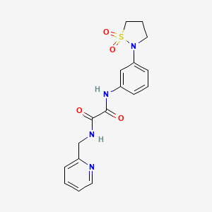 molecular formula C17H18N4O4S B2790079 N1-(3-(1,1-dioxidoisothiazolidin-2-yl)phenyl)-N2-(pyridin-2-ylmethyl)oxalamide CAS No. 1105247-15-1