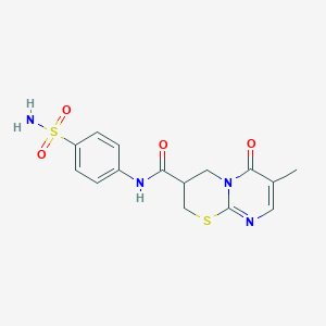 molecular formula C15H16N4O4S2 B2790091 7-methyl-6-oxo-N-(4-sulfamoylphenyl)-2,3,4,6-tetrahydropyrimido[2,1-b][1,3]thiazine-3-carboxamide CAS No. 1421584-60-2