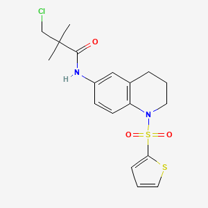 3-chloro-2,2-dimethyl-N-(1-thiophen-2-ylsulfonyl-3,4-dihydro-2H-quinolin-6-yl)propanamide