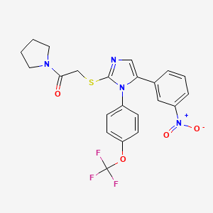 2-((5-(3-nitrophenyl)-1-(4-(trifluoromethoxy)phenyl)-1H-imidazol-2-yl)thio)-1-(pyrrolidin-1-yl)ethanone