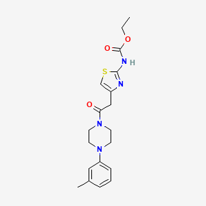 molecular formula C19H24N4O3S B2790167 Ethyl (4-(2-oxo-2-(4-(m-tolyl)piperazin-1-yl)ethyl)thiazol-2-yl)carbamate CAS No. 946237-01-0