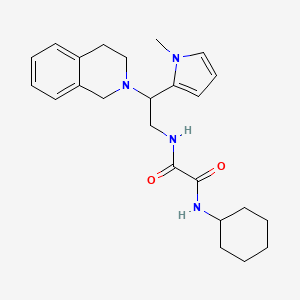 molecular formula C24H32N4O2 B2790191 N'-cyclohexyl-N-[2-(1-methyl-1H-pyrrol-2-yl)-2-(1,2,3,4-tetrahydroisoquinolin-2-yl)ethyl]ethanediamide CAS No. 1049351-02-1