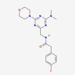 molecular formula C18H23FN6O2 B2790201 N-((4-(dimethylamino)-6-morpholino-1,3,5-triazin-2-yl)methyl)-2-(4-fluorophenyl)acetamide CAS No. 2034408-10-9