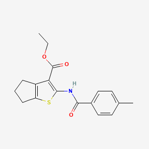 molecular formula C18H19NO3S B2790249 ETHYL 2-(4-METHYLBENZAMIDO)-4H,5H,6H-CYCLOPENTA[B]THIOPHENE-3-CARBOXYLATE CAS No. 300826-05-5