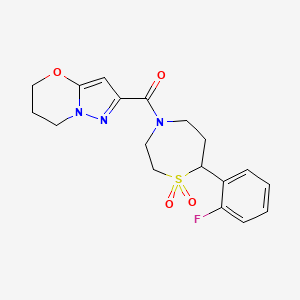 (6,7-dihydro-5H-pyrazolo[5,1-b][1,3]oxazin-2-yl)(7-(2-fluorophenyl)-1,1-dioxido-1,4-thiazepan-4-yl)methanone