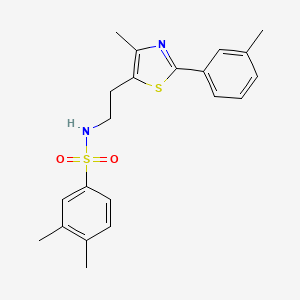 molecular formula C21H24N2O2S2 B2790264 3,4-dimethyl-N-{2-[4-methyl-2-(3-methylphenyl)-1,3-thiazol-5-yl]ethyl}benzene-1-sulfonamide CAS No. 873010-33-4